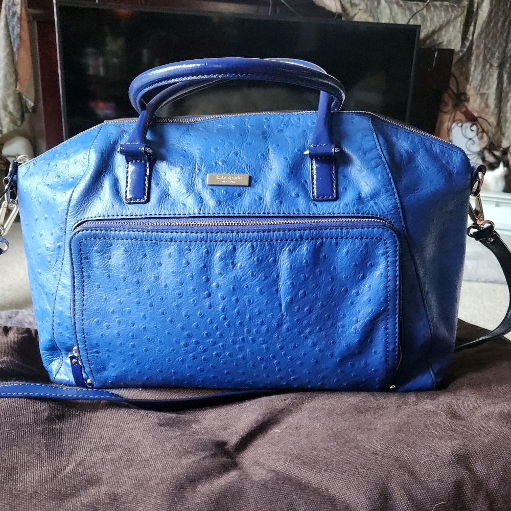 Kate Spade royal blue ostrich bag
